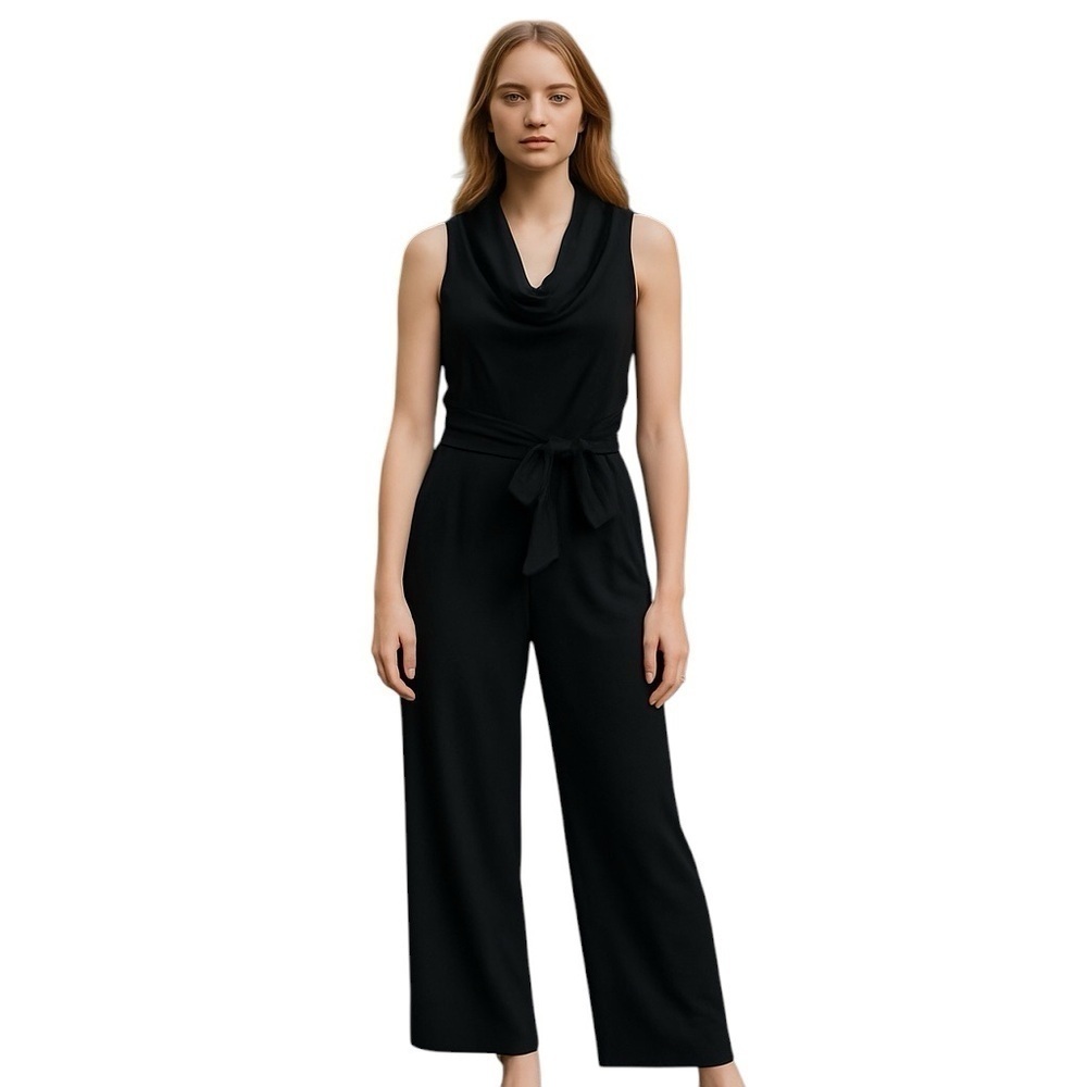 White House Black Market Elegant Black Jumpsuit tie waist